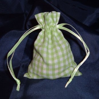 Bridescove 3x4 Cotton Gingham Wedding Favor Gift Bags/Pouches - Green (10 Bags)