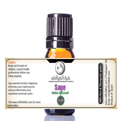 100% Pure Sage Essential Oil || Spain - 5 ml w/Euro Dropper