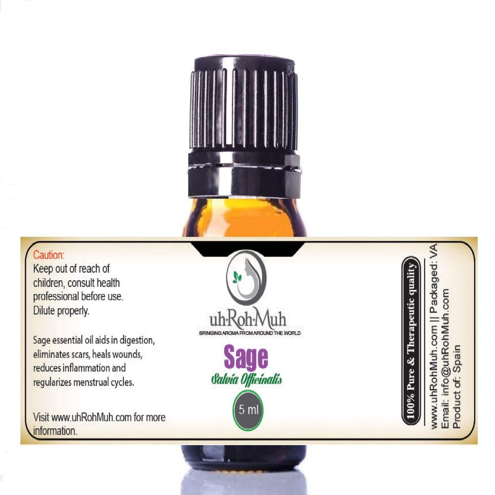 100% Pure Sage Essential Oil || Spain - 5 ml w/Euro Dropper
