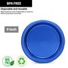 Blue Plastic Plates 9 Inch - 50 count - Plastic Solid Round Party Plates For Weddings, BBQs, Birthday Plates - Disposable Blue Plates - Plastic Dessert Plates view 2