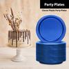 Blue Plastic Plates 9 Inch - 50 count - Plastic Solid Round Party Plates For Weddings, BBQs, Birthday Plates - Disposable Blue Plates - Plastic Dessert Plates view 3