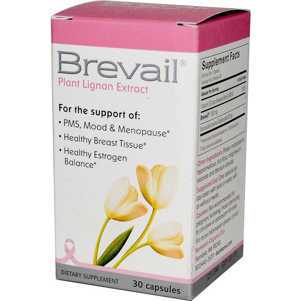 Barlean's Brevail Women's Health Supplement with Plant Lignan Extract - Non-GMO, Soy-Free, Vegan - 30 Capsules
