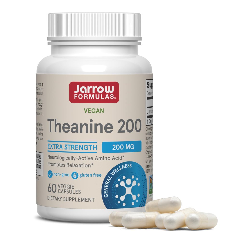 Jarrow L-Theanine Supplement 200 mg, Dietary Supplement, 60 Capsules
