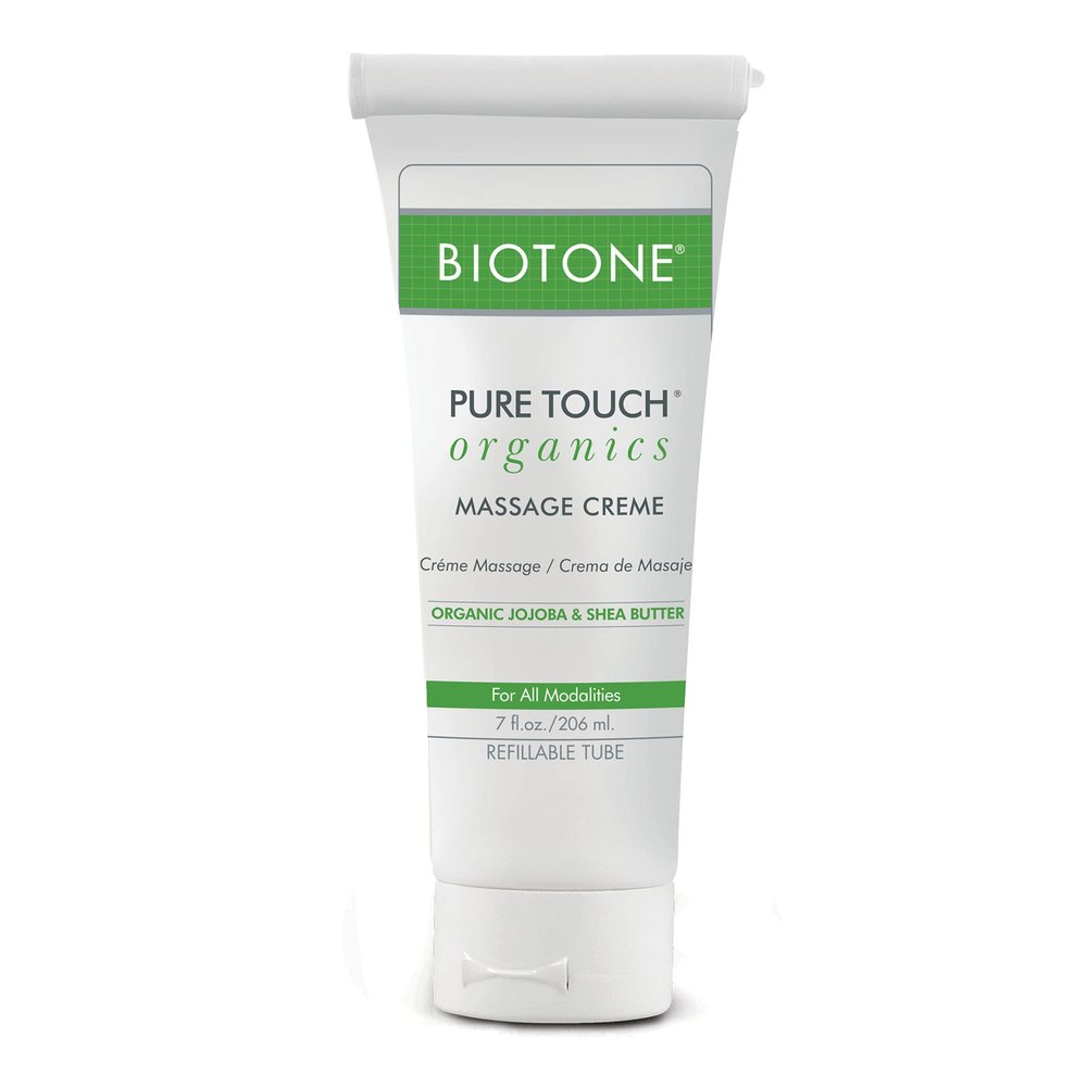 BIOTONE Pure Touch Organics Massage Crme, True Organic Massage, Rich Texture, Silky Glide, Soothing Ingredients, Healing Botanicals - 7 Ounce