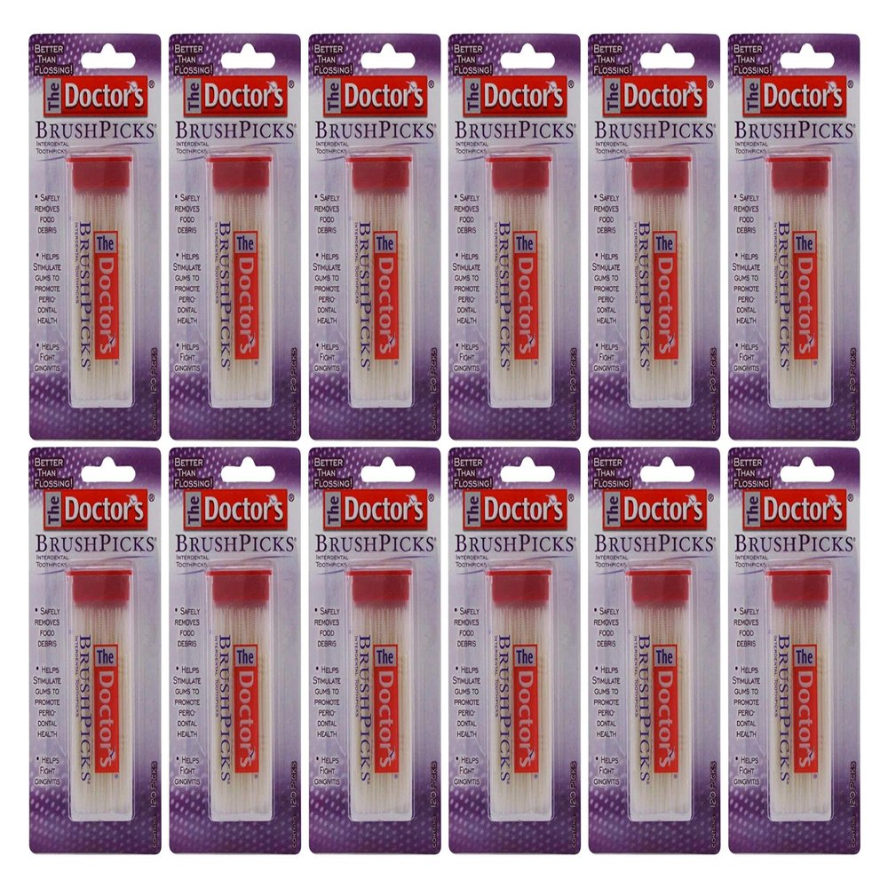The Doctor's BrushPicks Interdental Toothpicks | Helps Fight Gingivitis | 120 Picks | Pack of 12