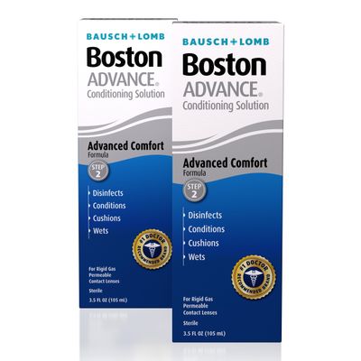 Boston Advance Conditioning Solution, Conditions & Wets Rigid Gas Permeable (RGP) Lens for Comfortable Wear, 3.5 Fl Oz (Pack of 2)