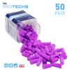 Flents Protechs Foam Ear Plugs, 50 Pair for Sleeping, Snoring, Loud Noise, Traveling, Concerts, Construction, Studying, Work, Shooting, NRR 33, Noise Cancelling, Disposable, Purple, Made in the USA view 3
