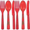 Disposable Plastic Cutlery Set | Red | Pack of 48 view 1