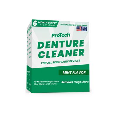 Pro Tech Retainer Cleaner - 180-220 Cleanings (0.17 Per Cleaning) 22 Pack/6 Month Supply - For Clear Aligners, Dentures, Retainers, Mouth Guards & Night Guards - Cleaning Crystals, Mint