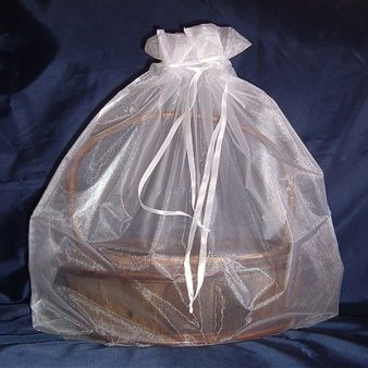 IGC Organza Sheer Basket Bag Gift Pouch-22 x25 - White - Gift Baskets