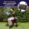 Drive Medical 795BU Duet Folding Transport Wheelchair and Rollator Walker, Burgundy view 3