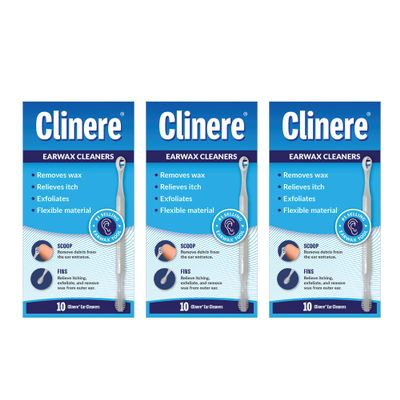 Clinere Ear Cleaners, Gentle Canal Cleaning and Ear Wax Removal Tool, Itch Relief, Exfoliates, 30 Count
