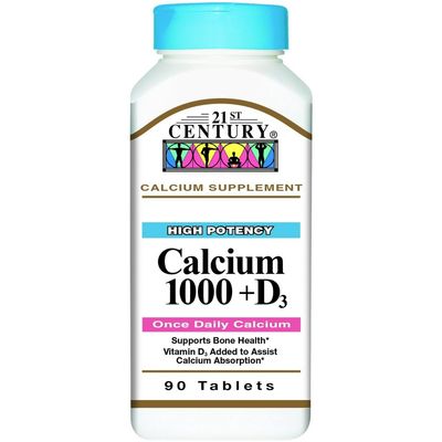 21st Century Calcium, 1000mg Plus Vitamin D, 90 Tablets (Pack of 4)
