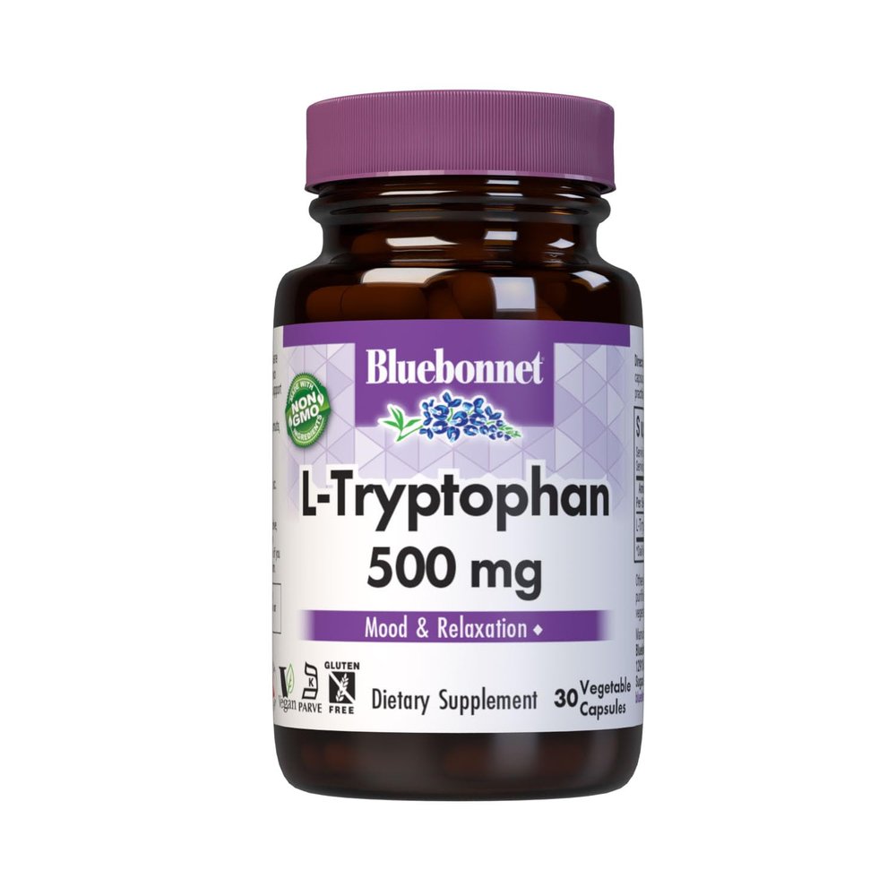 Bluebonnet L-Tryptophan 500 mg Vitamin Capsules, 30 Count