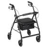 Drive Medical Aluminum Rollator Walker - Fold Up & Removable Back Support - Padded Seat - 6 Inch Wheels - Lightweight Portable Design - Indoor Outdoor Mobility Aid - Black view 1