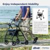 Drive Medical Aluminum Rollator Walker - Fold Up & Removable Back Support - Padded Seat - 6 Inch Wheels - Lightweight Portable Design - Indoor Outdoor Mobility Aid - Black view 2