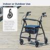 Drive Medical Aluminum Rollator Walker - Fold Up & Removable Back Support - Padded Seat - 6 Inch Wheels - Lightweight Portable Design - Indoor Outdoor Mobility Aid - Black view 4