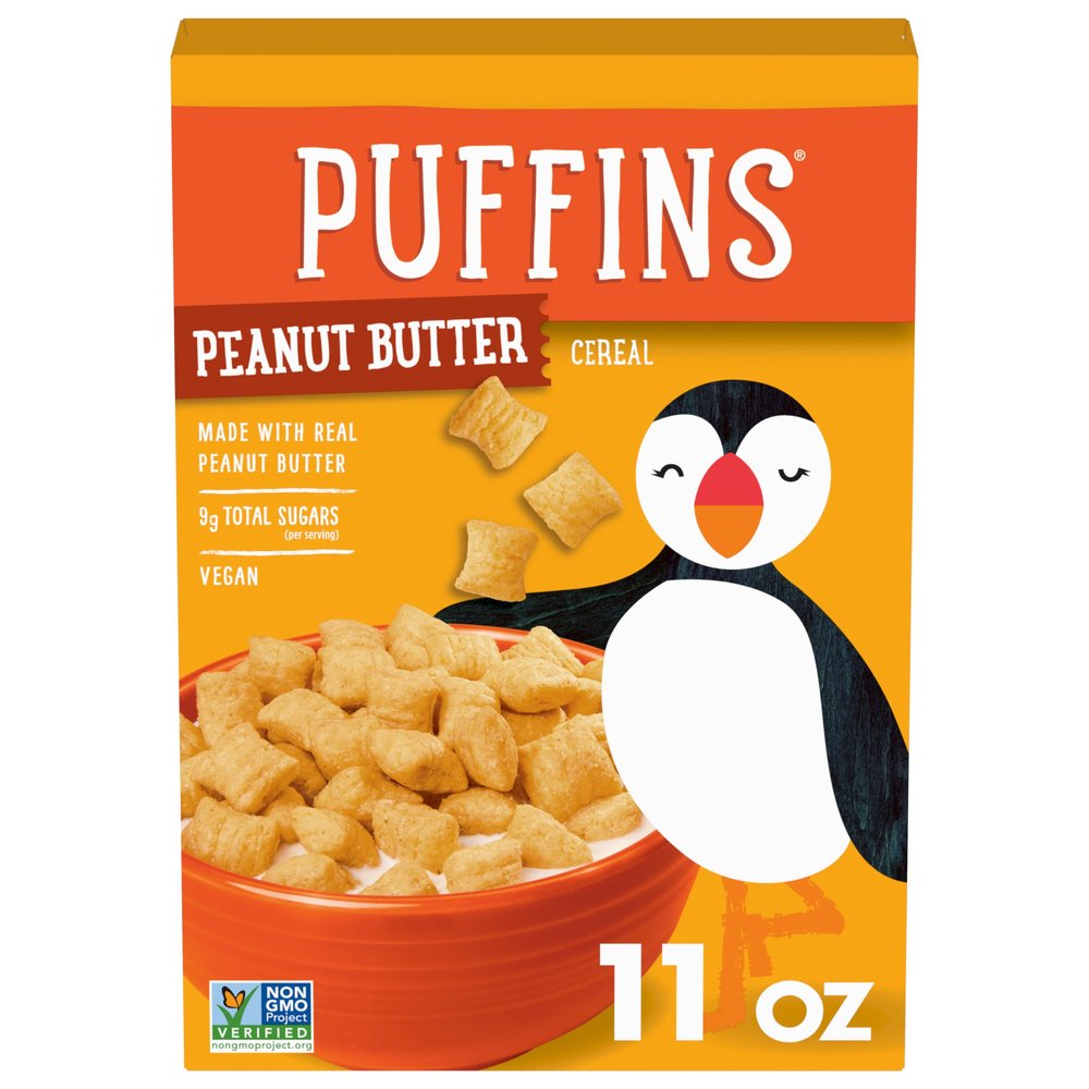 BARBARA'S Puffins Peanut Butter Cereal, Non-GMO, Vegan, 11 Oz Box (Pack of 4)
