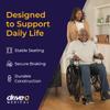 Drive Medical Silver Sport 1 Folding Transport Wheelchair - Lightweight Mobility Support - Full Armrests - Removable Swing-Away Footrests - Durable Steel Construction - Compact Folding Frame - Black view 2