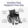 Drive Medical Silver Sport 1 Folding Transport Wheelchair - Lightweight Mobility Support - Full Armrests - Removable Swing-Away Footrests - Durable Steel Construction - Compact Folding Frame - Black view 4