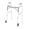 Drive Medical Two-Button Folding Walker w/ Wheels - Lightweight Rolling Mobility Support - Desk Arms - Adjustable Height - Dual Push Operation - 5 Inch Front Wheels - Durable Aluminum - Silver view 1