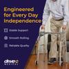 Drive Medical Two-Button Folding Walker w/ Wheels - Lightweight Rolling Mobility Support - Desk Arms - Adjustable Height - Dual Push Operation - 5 Inch Front Wheels - Durable Aluminum - Silver view 2