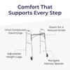 Drive Medical Two-Button Folding Walker w/ Wheels - Lightweight Rolling Mobility Support - Desk Arms - Adjustable Height - Dual Push Operation - 5 Inch Front Wheels - Durable Aluminum - Silver view 4