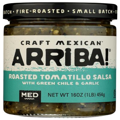 Arriba! Medium Green Salsa, 16-Ounce Glass (Pack of 6)