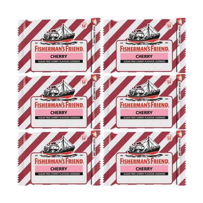 Fisherman's Friend Cherry Sugar-Free Lozenges 25g, (Pack of 6)