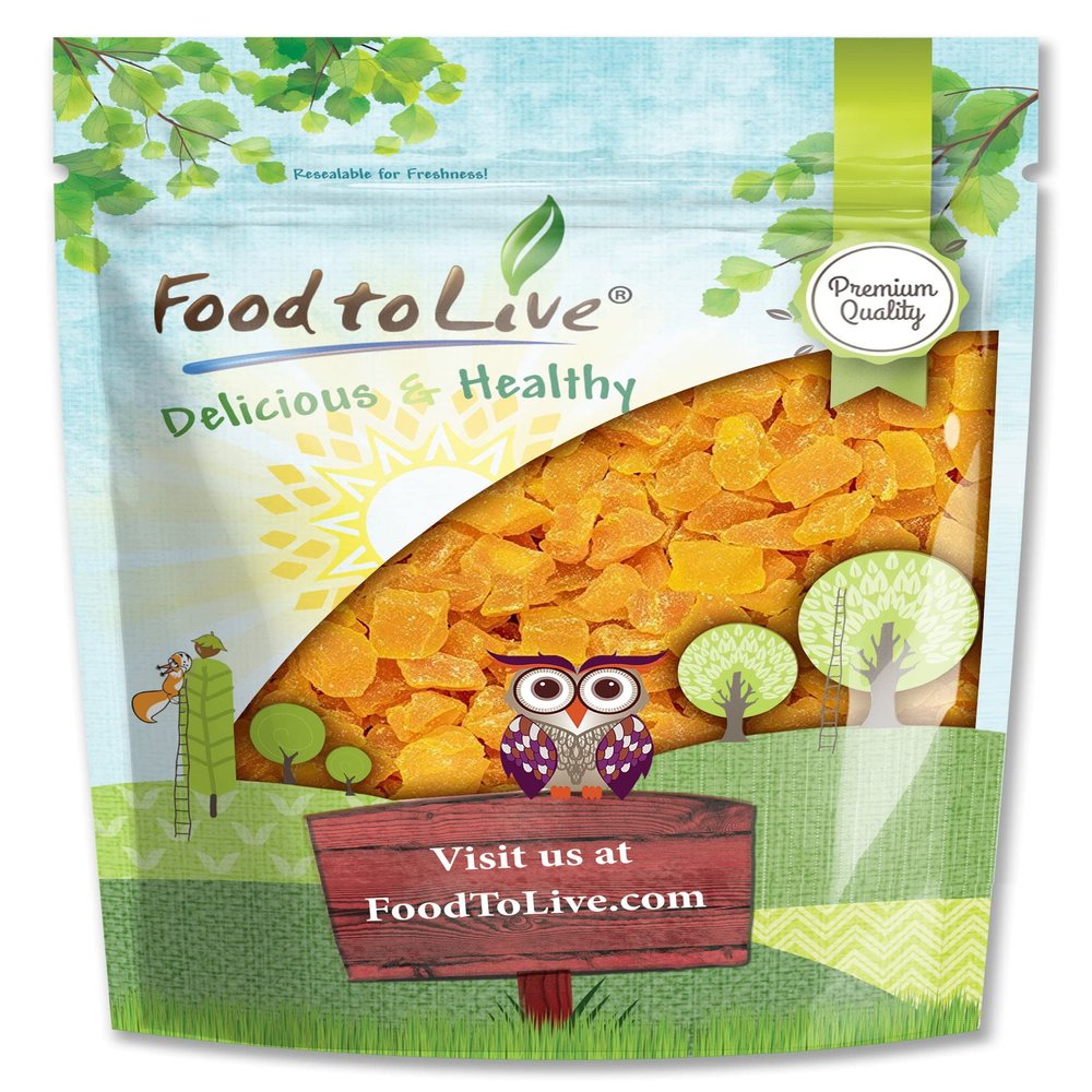 Food to Live Dried Diced Mango, 2 Pounds Sweetened, Unsulfured, Sulfite Free Chunks, No Added Color, No Artificial Flavors, Kosher Tropical Fruit, Vegan, Bulk