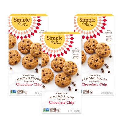Simple Mills Almond Flour Chocolate Chip Cookies, Gluten Free and Delicious Crunchy Cookies, Organic Coconut Oil, Good for Snacks, Made with whole foods, 3 Count (Packaging May Vary)