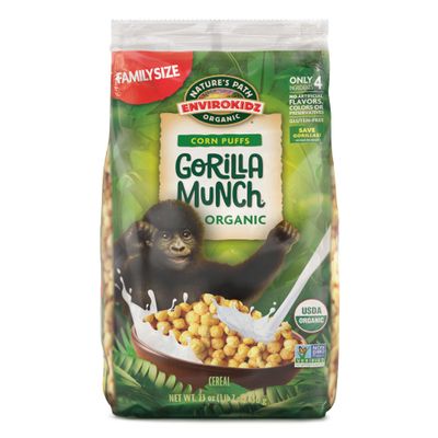 EnviroKidz Organic Gorilla Munch Cereal, 23 oz (Pack of 6), Corn Puffs, Gluten Free, Non-GMO, Earth Friendly Packaging, by Nature's Path
