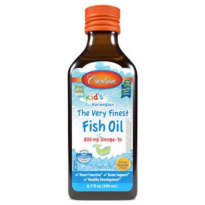 Carlson - Kid's The Very Finest Fish Oil, 800 mg Omega-3s, Norwegian, Sustainably Sourced, Orange, 200 mL