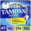 Tampax Pearl Tampons for Women Multipack, with LeakGuard Braid, Light/Regular/Super Absorbency, Unscented, 47 Count view 1