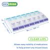 EZY DOSE Push Button (7-Day) Pill Case, Medicine Planner, Daily Vitamin Organizer, 2 Times a Day AM/PM, X-Large Compartments, Arthritis Friendly, Easy to use, Clear Lids, Purple and Blue, BPA Free view 2