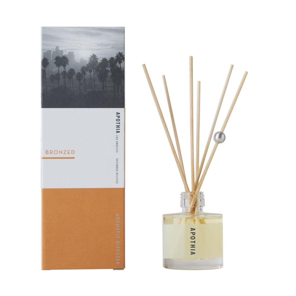 APOTHIA - Bronzed Mini Aromatic Diffuser | Orange Blossom & Jasmine | Premium Essential Oils | Up to 6 Months | 2 oz | 55 ml | Small Batches for Luxury Quality in Elegant Glass Bottle