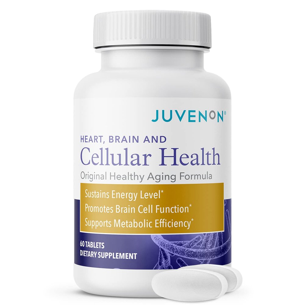 Juvenon Cellular Health | Heart, Brain Supplement with Acetyl L-Carnitine and Biotin - Supports NAD+ Function, Energy Production, Mood, Revitalized Metabolism, Mental Focus & Clarity (60 Tablets)