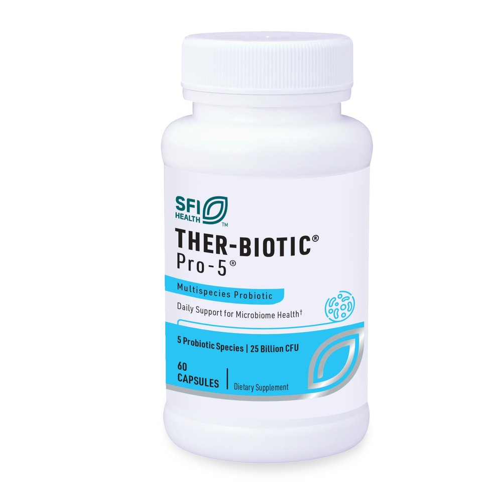Klaire Labs SFI Health Pro-5 Probiotic - 25 Billion CFU High Dose Multispecies Gut Recolonization Support for Men & Women, Hypoallergenic & Dairy-Free (60 Capsules)