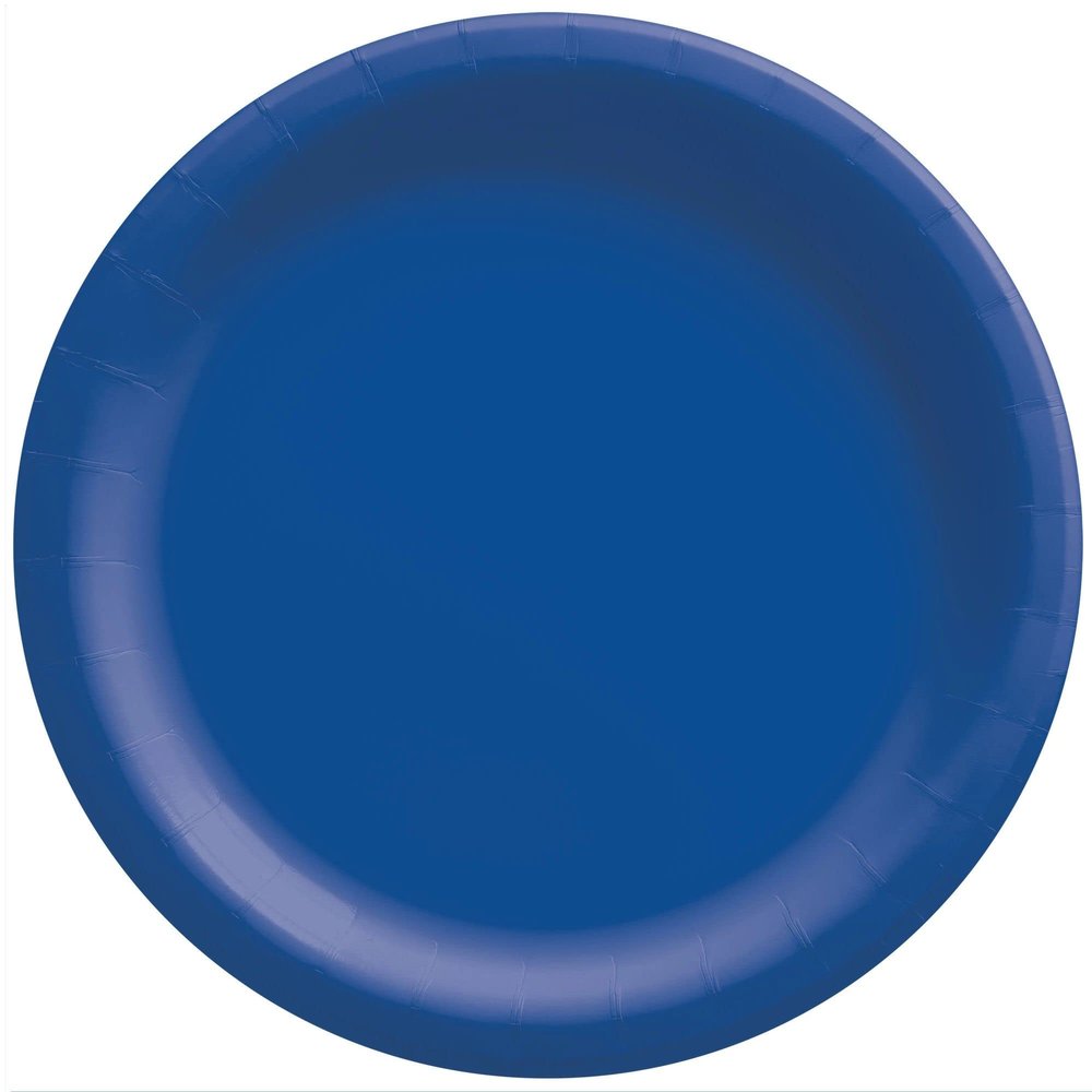 Bright Royal Blue Round Paper Plates - 8.5" (50 Pc) - Sturdy & Eco-Friendly Party Essentials - Perfect for Celebrations & Events
