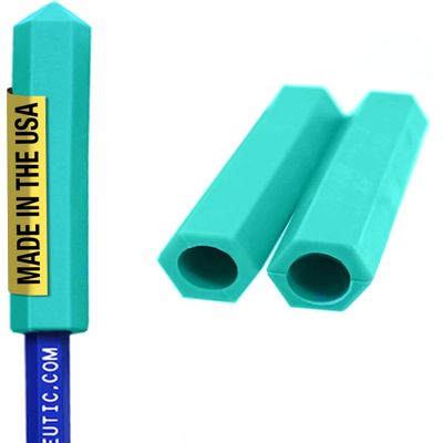 ARK Krypto-Bite Chewable Pencil Topper, Sensory Chew Toys for Kids & Adults, Medical-Grade Chew Fidget for Autism, ADHD, SPD, Anxiety, Includes 1 Eraser-Less Pencil, XT, Firm, Teal, 3-Pack