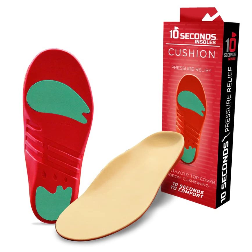 10 Seconds Pressure Relief 3020 Ultra Cushioned - Medium Arch Support - Medium Arch Height, Trim to Fit, Molds to Foot Plastazote Memory Foam Topper (M 14)