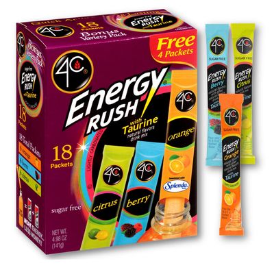 4C Totally Light Bonus Variety Pack, Energy Rush, 18-Count Boxes (Pack of 3)
