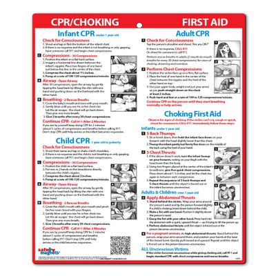 Safety Magnets by ZOCO  CPR & Choking Fridge Magnet  First Aid Instructions for Infants, Children, & Adults  Heimlich Maneuver Laminated Card 8.5" x 11"