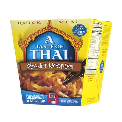 A Taste of Thai Peanut Sauce Noodles |Heat & Eat Instant Noodle | Flavored with Authentic Thai Sauce -Non-GMO,Gluten Free, Trans Fat Free- Perfect Side for Chicken,Fish & Meat Entrees| 6 Pack (5.25oz)