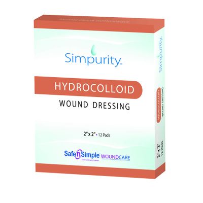 Simpurity Hydrocolloid Wound Dressing, 2" x 2", Box of 12  Wound Care Dressing