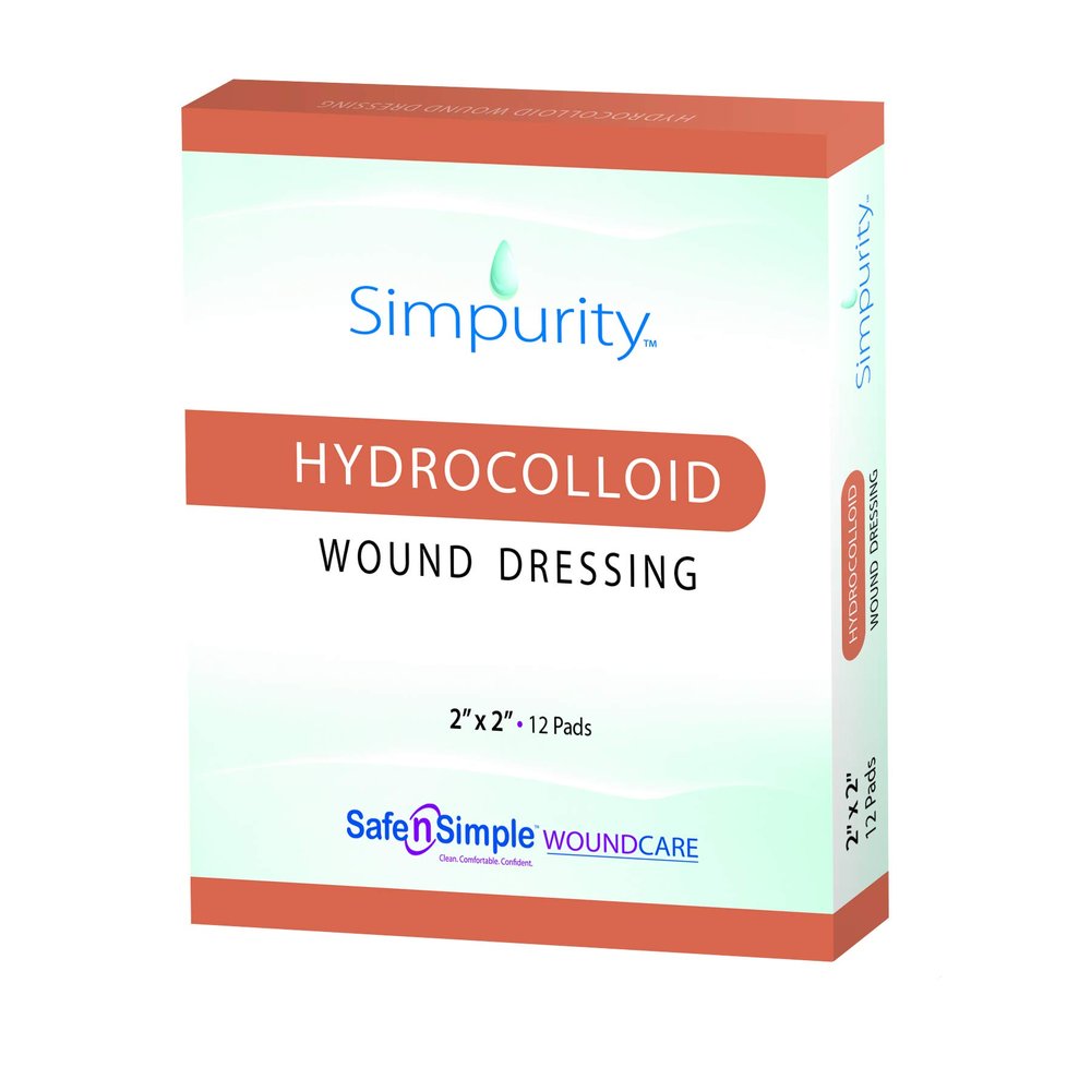 Simpurity Hydrocolloid Wound Dressing, 2" x 2", Box of 12  Wound Care Dressing
