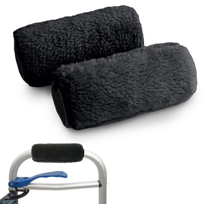 DELUXE PlushGrips Fleece Walker Grip Covers - 1 Pair (Black)
