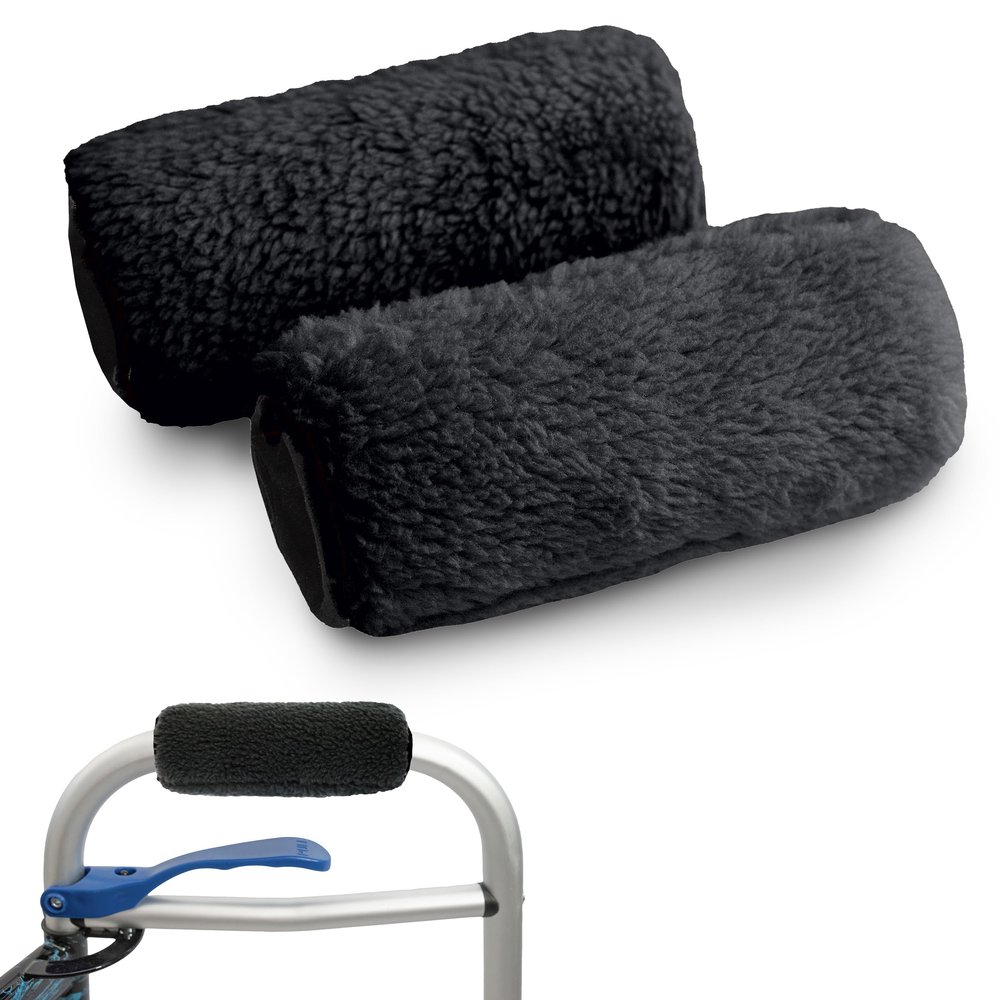 DELUXE PlushGrips Fleece Walker Grip Covers - 1 Pair (Black)