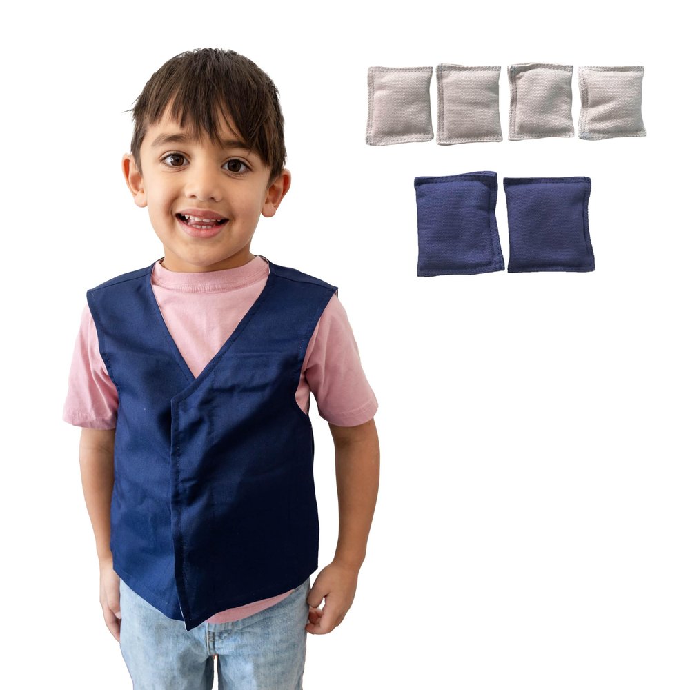Fun and Function Weighted Vest for Kids - Sensory Compression Vest with Soothing Weight - Blue, Medium