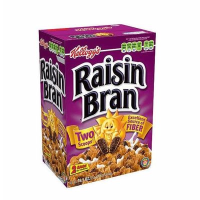 Kellogg's Raisin Bran, Breakfast Cereal, Original, Excellent Source of Fiber, 76.5 oz Box (2 Bags)